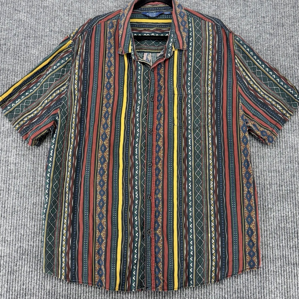 90s Style Tribal Stripe Button Up Shirt‎ XXL Southwest Festival